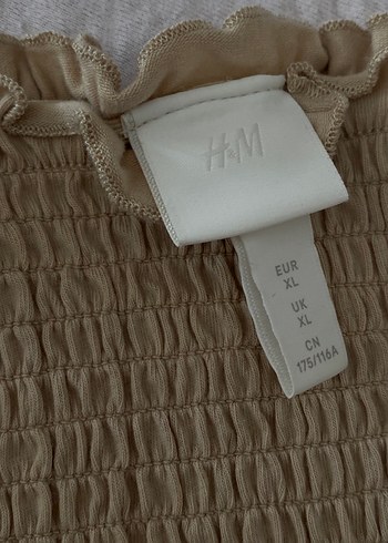 H&M Bej Bohem Kısa Kollu Bluz