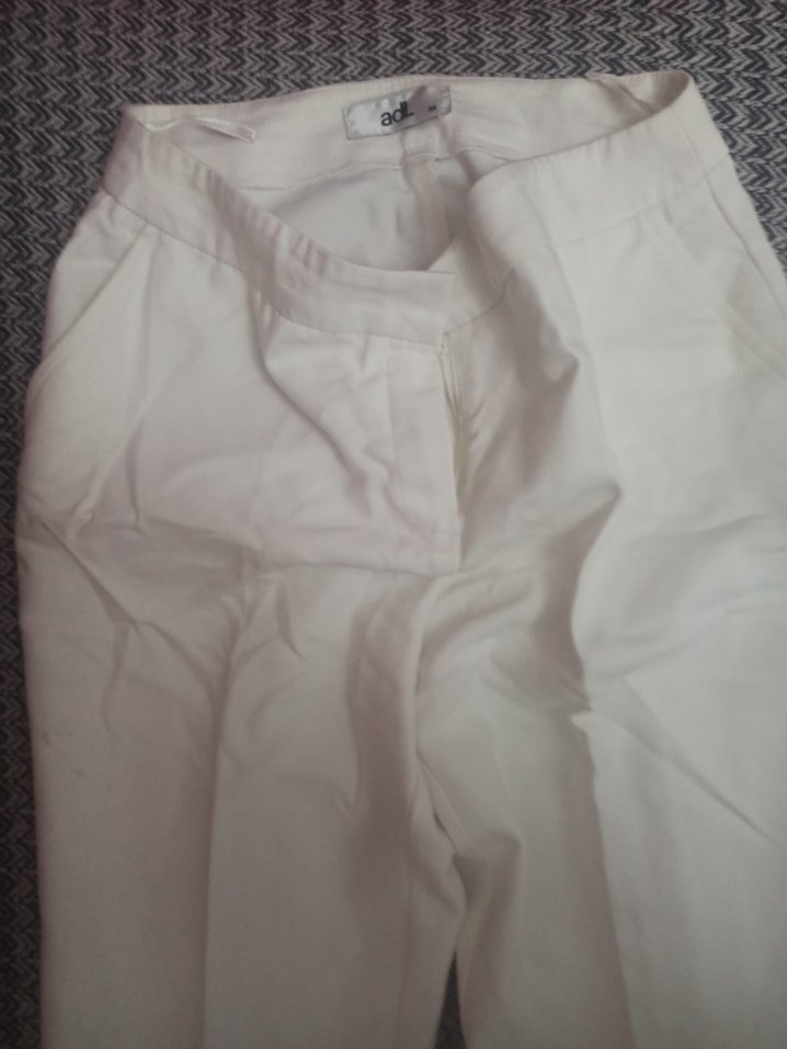 ADİL IŞIK Düğmeli Beyaz Kadın Pamuk Pantolon - Görsel 2