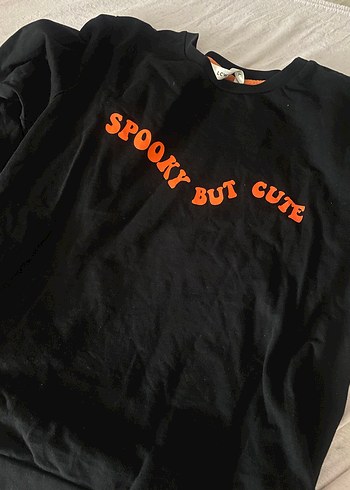 Siyah Baskılı Rahat Kesim Sweatshirt