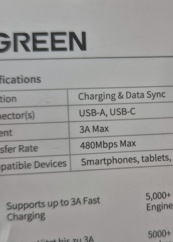 UGREEN USB-A to USB-C Kablo - Görsel 3