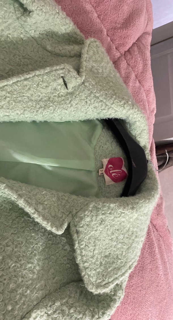 Düğmeli Yeşil Mini Kadın Kaban - Görsel 2