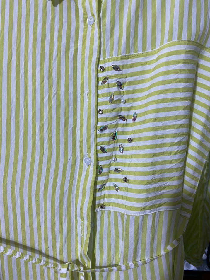 Açık yeşil Uzun Pamuklu Elbise - Görsel 4