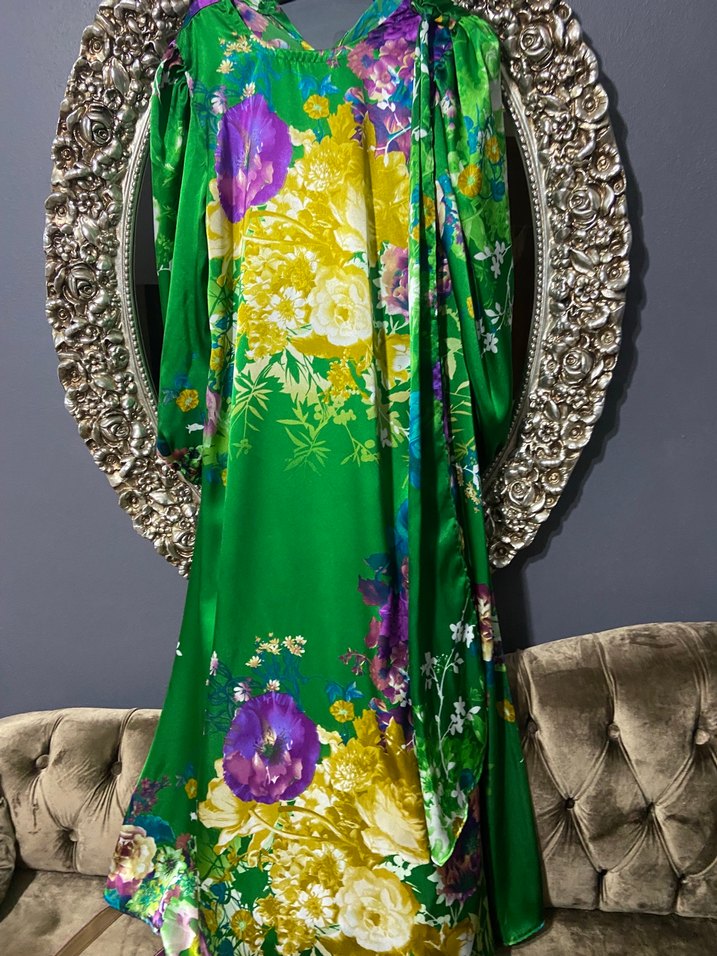 Çiçek Desenli Uzun Bohem Elbise - Görsel 2