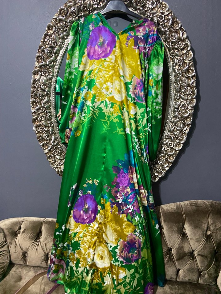 Çiçek Desenli Uzun Bohem Elbise - Görsel 3