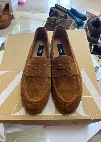 Kahverengi Süet Kadın Loafer Blok Topuklu