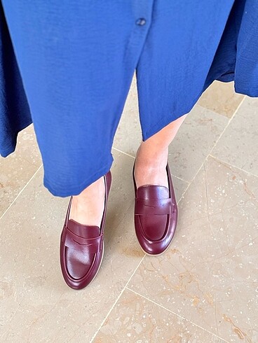 38 Beden bordo Renk ZARA DERİ LOAFER