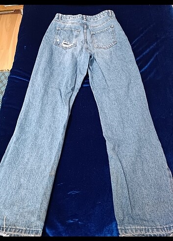 Diğer Yüksek bel yırtık detaylı mavi Jean pantolon 