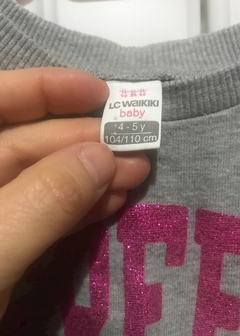 LC Waikiki LCW Gri Baskılı Uzun Kollu Kız Elbise