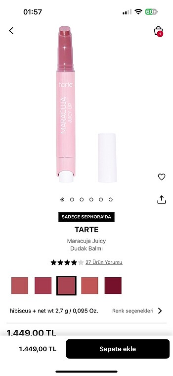 Beden Renk Tarte Lip Gloss