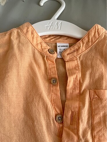 12-18 ay erkek gömlek turuncu keten - Görsel 2