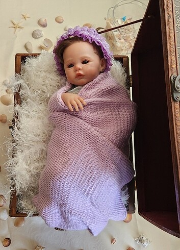Yenidoğan wrap set kız bebek el örgüsü