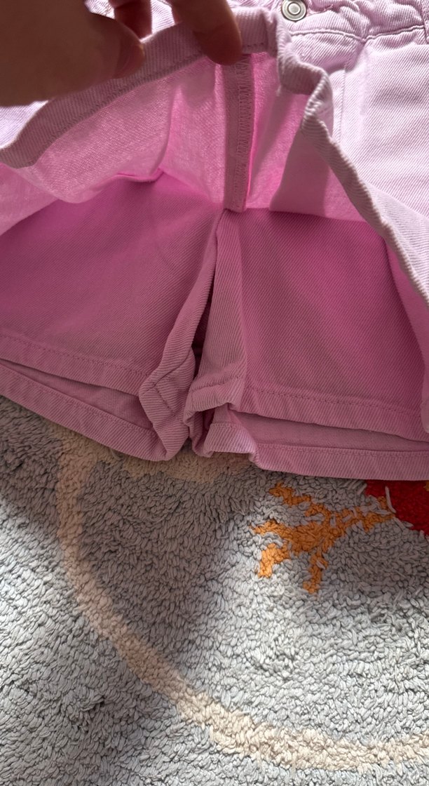 Pembe kot şort etek - Görsel 4