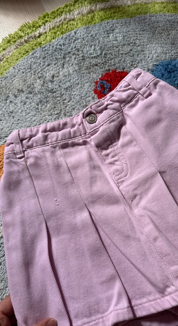 Pembe kot şort etek - Görsel 2