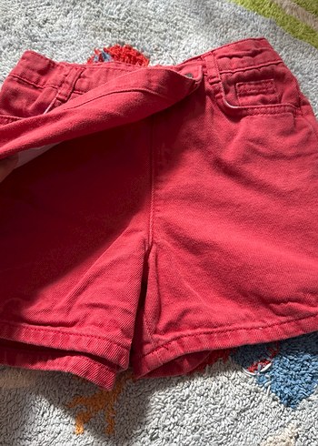 Kız Çocuk Kırmızı Düğmeli Kot Etek - Görsel 2