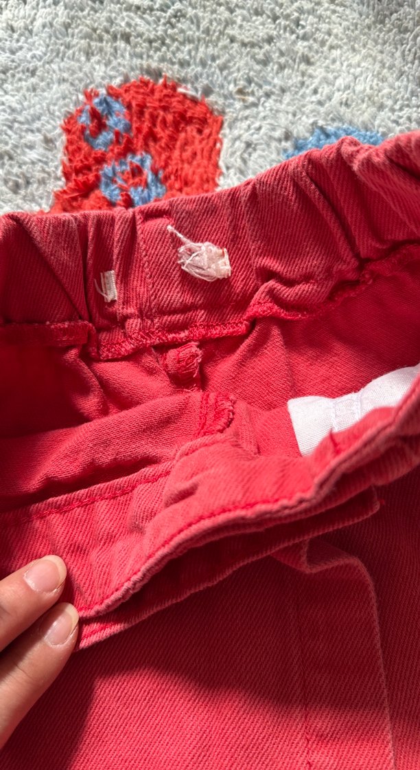 Kız Çocuk Kırmızı Düğmeli Kot Etek - Görsel 4