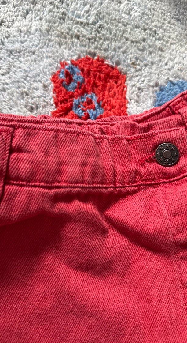Kız Çocuk Kırmızı Düğmeli Kot Etek - Görsel 5
