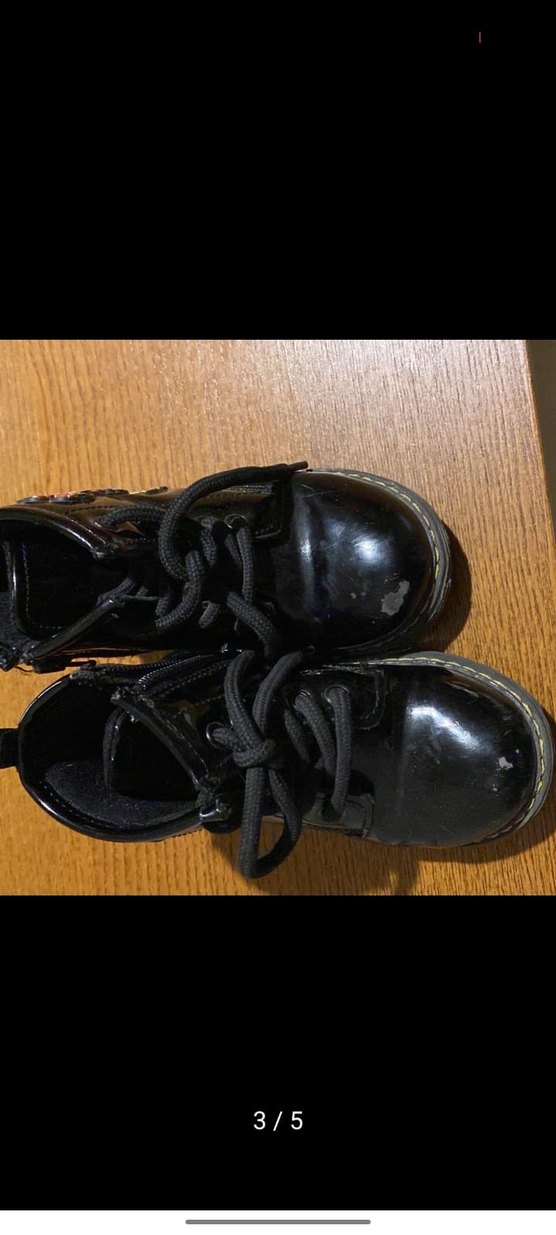 Kız Çocuk Siyah Rugan Bot Minnie Nakışlı - Görsel 3