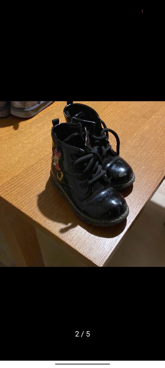 Kız Çocuk Siyah Rugan Bot Minnie Nakışlı - Görsel 2