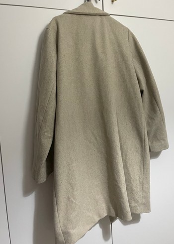 Bej Basic Kadın Keten Midi Kaban - Görsel 3