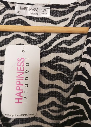 Happiness Bohem Zebra Desenli Uzun Elbise