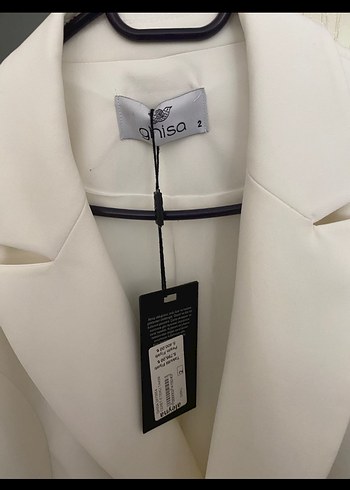 Diğer Ghisa Düğmeli Beyaz Midi Kadın Blazer Ceket