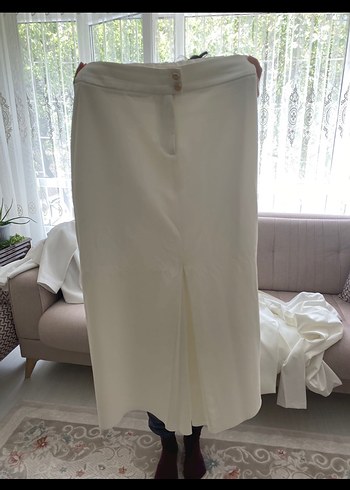 l Beden Ghisa Düğmeli Beyaz Midi Kadın Blazer Ceket