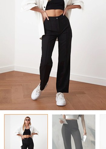 trendyolmilla siyah kumaş pantolon - Görsel 2