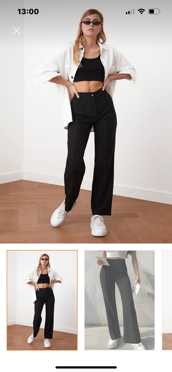 trendyolmilla siyah kumaş pantolon - Görsel 2