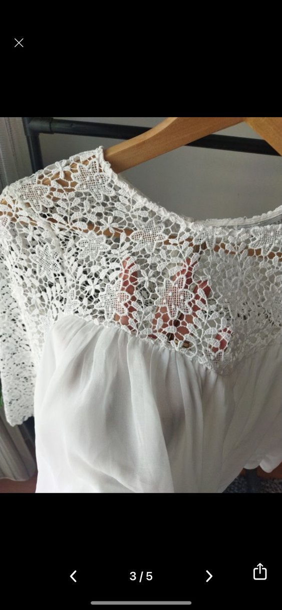 Dantel Detaylı Beyaz Bohem Kadın Bluz - Görsel 2