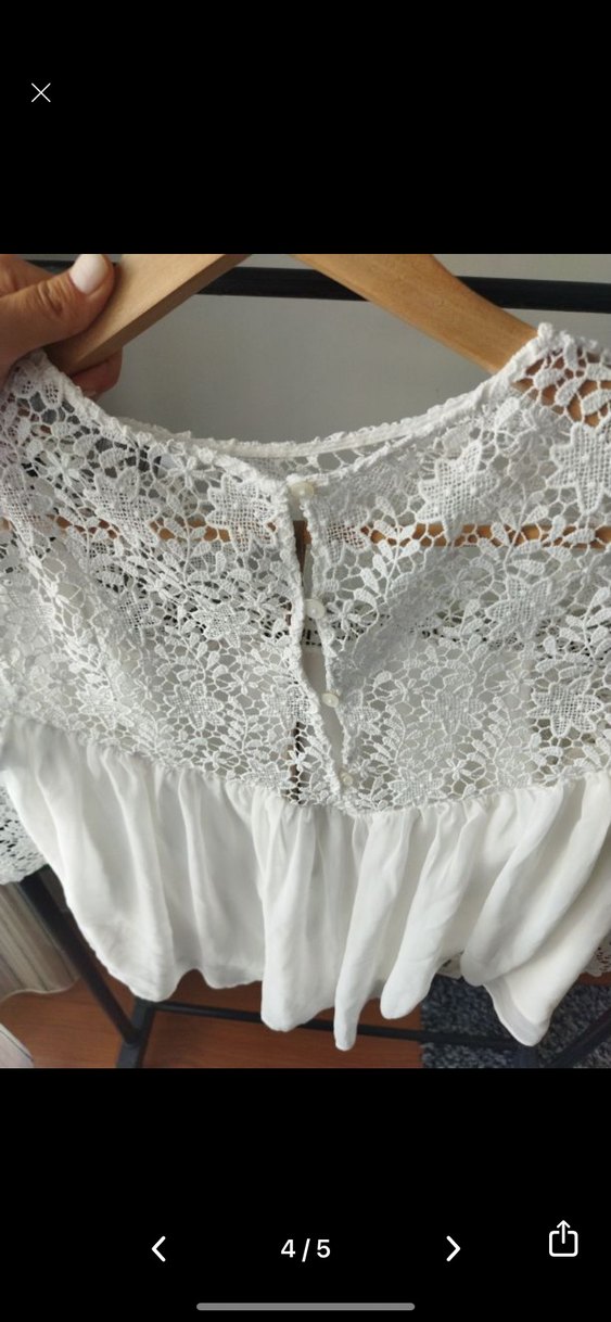 Dantel Detaylı Beyaz Bohem Kadın Bluz - Görsel 3