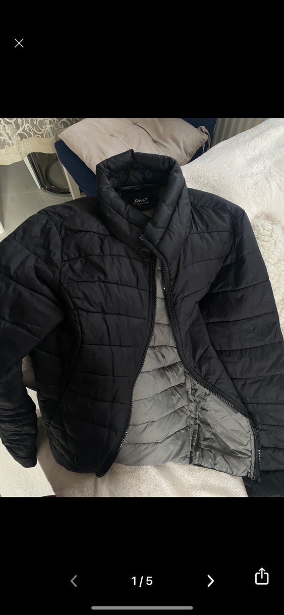 ONLY Gri Kapüşonlu Fermuarlı Kışlık Kadın Mont - Görsel 2