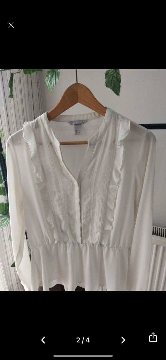 Beyaz V Yaka Pilili Keten Mini Gömlek - Görsel 2