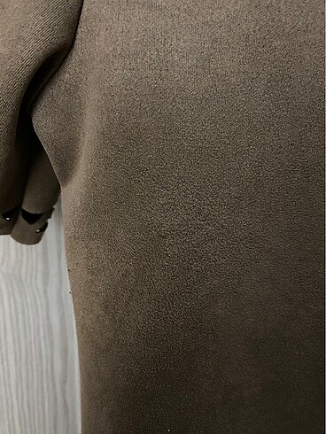universal Beden kahverengi Renk Taba rengi lazer kesimli kadife görünümlü bluz
