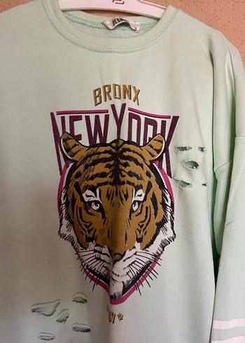 l Beden Su Yeşili Kaplan Baskılı Kadın Sweatshirt