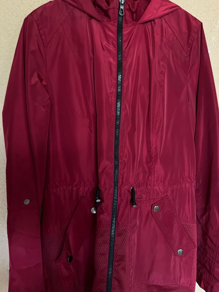 Kadın Bordo Fermuarlı Yağmurluk - Görsel 2