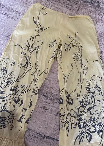 Sarı Bohem Desenli Uzun Kadın Pantolon
