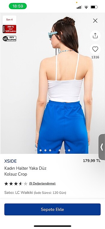 LC Waikiki Halter yaka düz crop 2?li