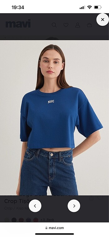 Mavi crop tişört