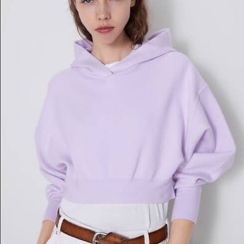 Zara crop kapüşonlu sweatshirt