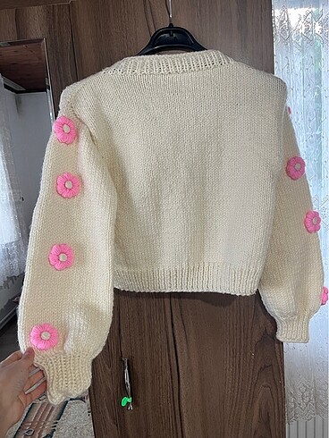 s Beden Krem rengi pembe Çiçekli hırka
