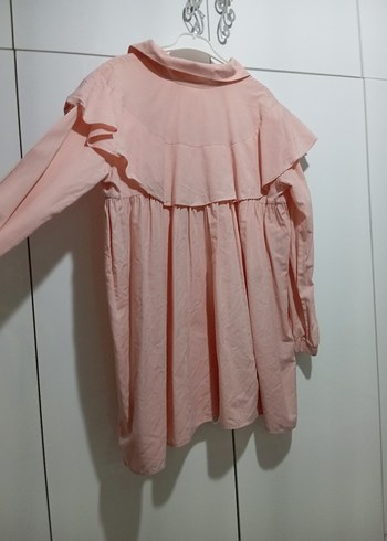 Kız Çocuk Pembe Fırfırlı Keten Bluz