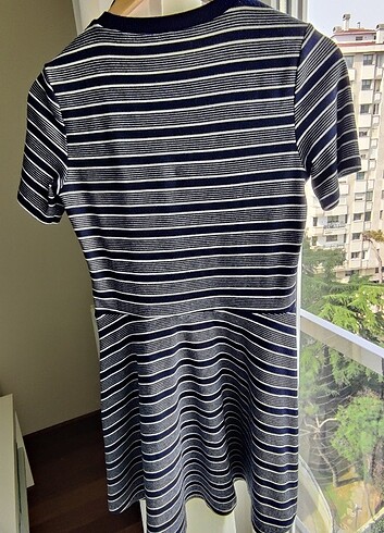 H&M H&M Mini Lacivert Beyaz Çizgili Elbise
