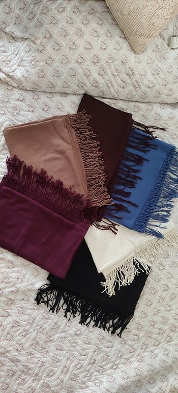 Beden Pamuklu Siyah Pashmina Şal/Başörtüsü