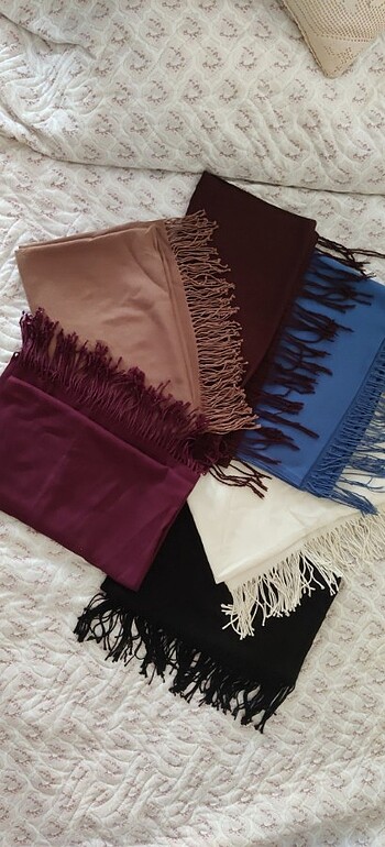 Beden Pamuklu Ekru Pashmina Şal/Başörtüsü