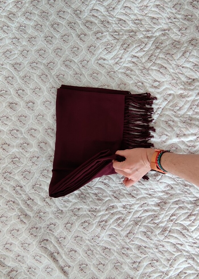 Pamuklu Mor Pashmina Şal/Başörtüsü  - Görsel 2