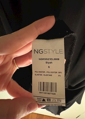 NG Style Siyah Yarım Kollu Drapeli Elbise - Görsel 5