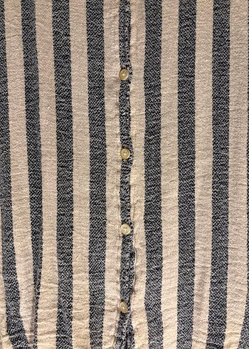 Mango Gri Beyaz Çizgili Salaş Gömlek - Görsel 3