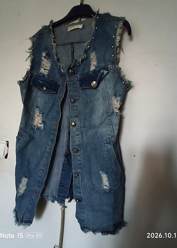 Trendyol & Milla Metal Detayli Mavi Denim Yelek