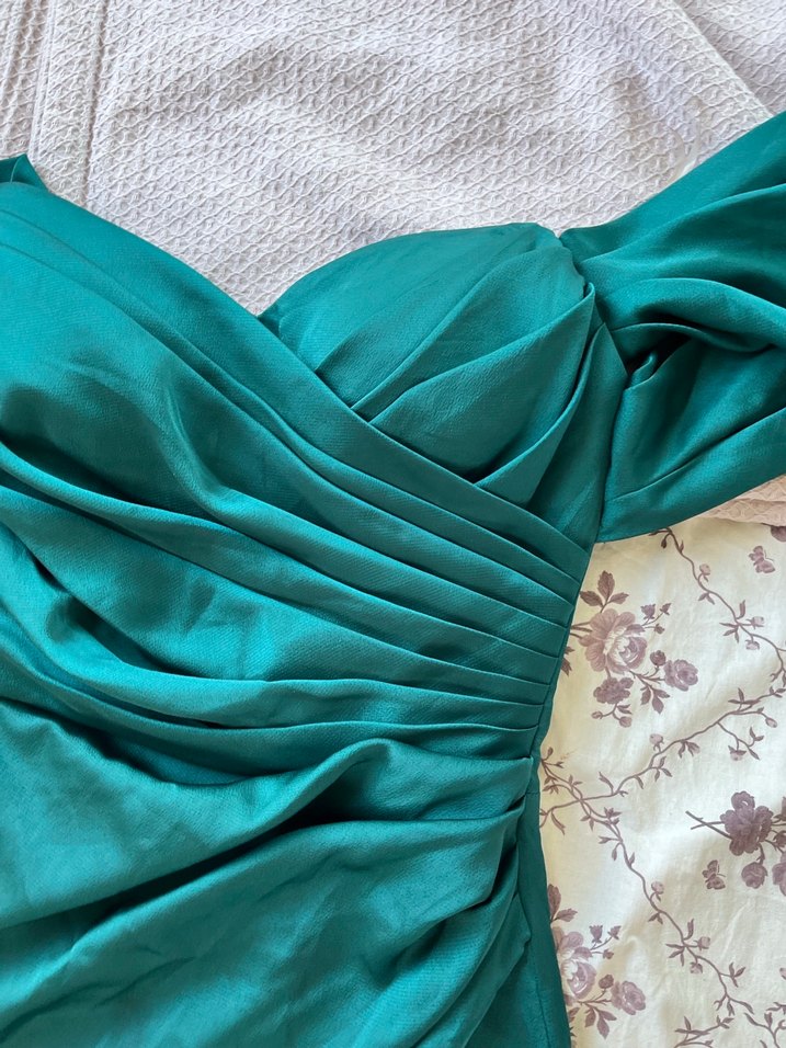 Klasik Zarafet Yeşil Uzun Drapeli Abiye - Görsel 2