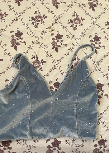 s Beden Gri Mini Nakışlı Bohem Bralet